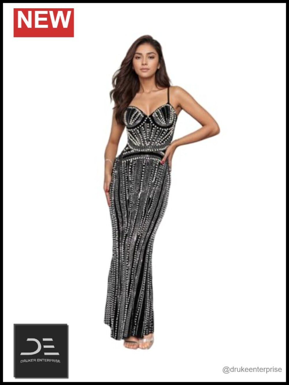Women's Rhinestone Mesh See Through Bodycon Party Prom Dress